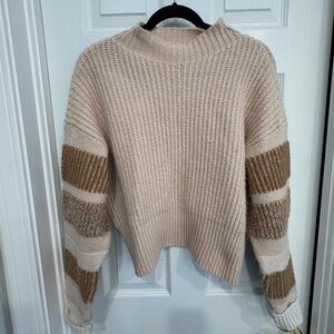 Topshop Beige and Brown Cowl Neck Sweater